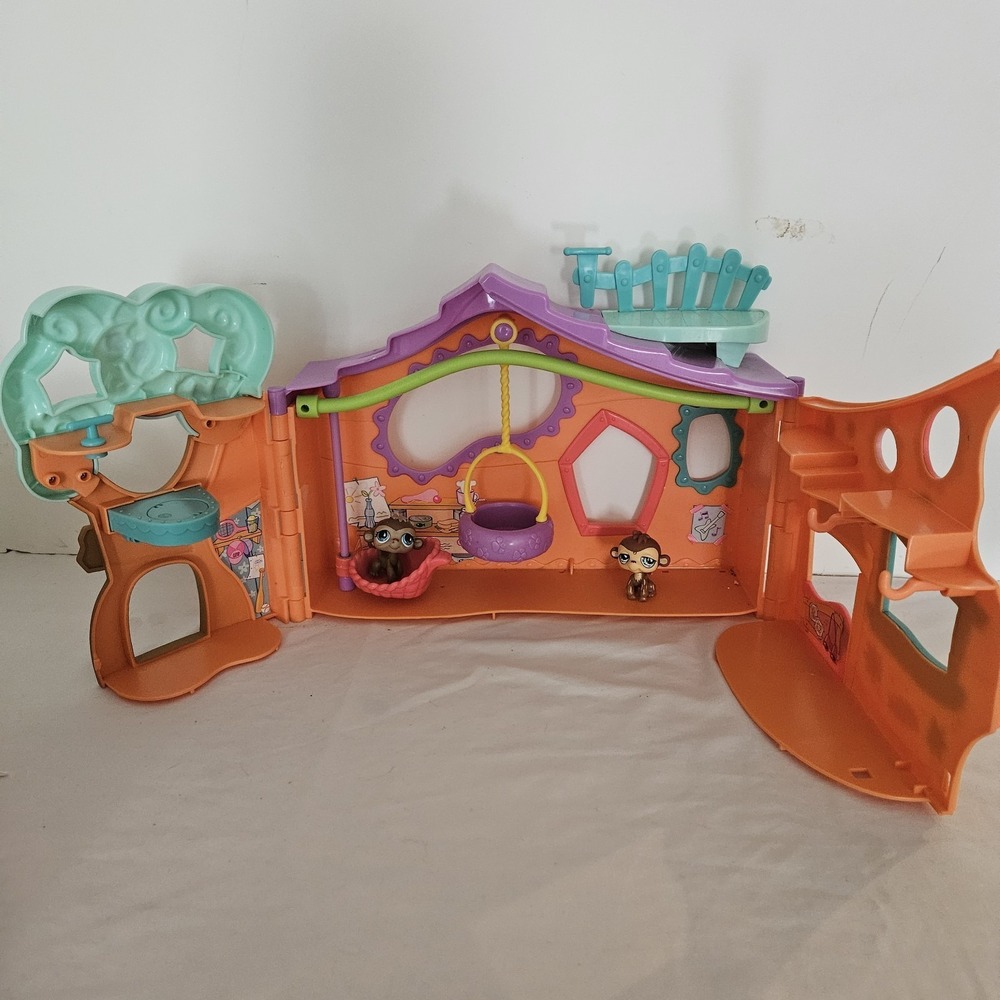 Hasbro LPS Littlest Pet Shop Orange Club Tree House Play Set *Read 2007 2 Pets - Picture 3 of 10